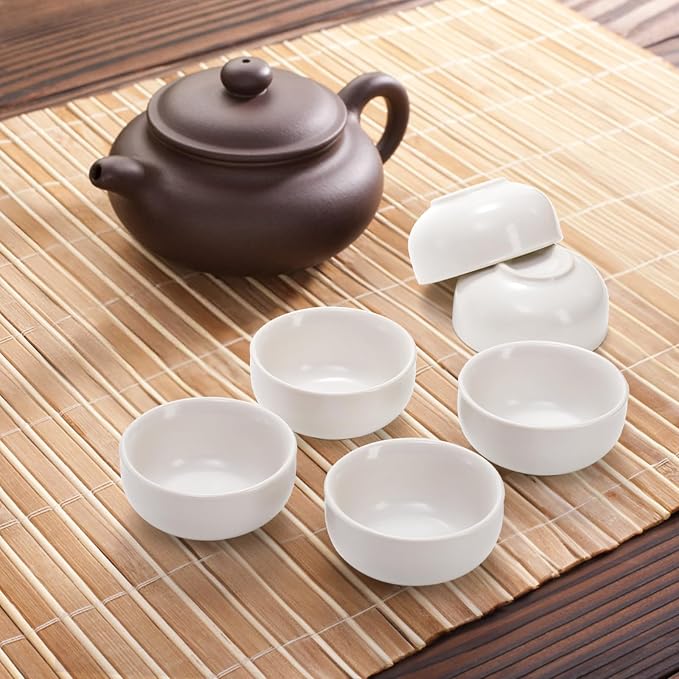 Foraineam Ceramic Sake Tea Cups Set of 12, Premium White Pottery Asia Japanese - Image 3