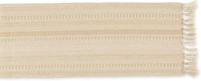 DII Farmhouse Braided Stripe Table Runner Collection, Vintage Linen - Image 2
