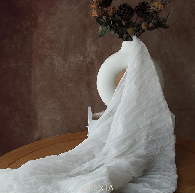 White Cheesecloth Table Runner Wedding Bridal Decorations Boho Decor | 35x120 - Image 5