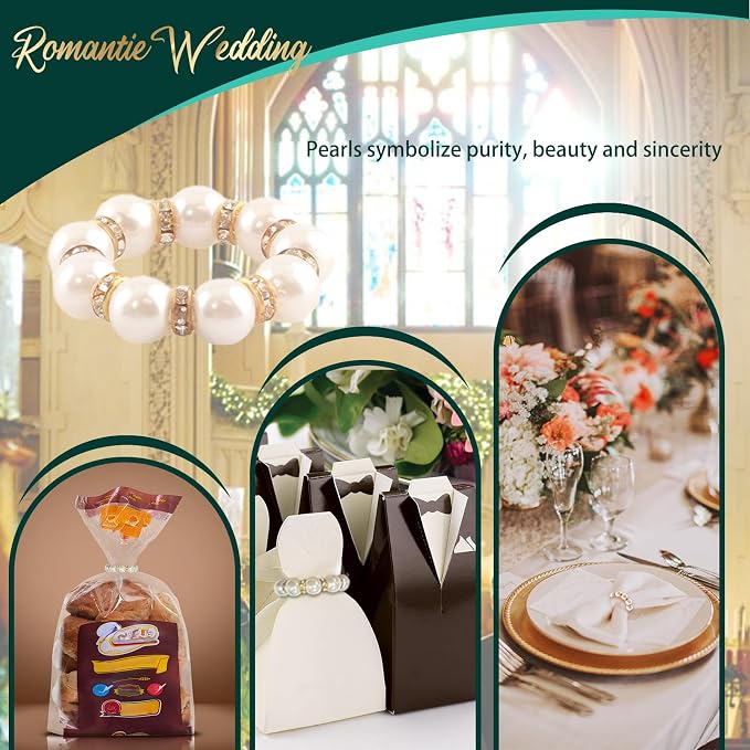 100Pcs Gold Disposable Napkin Rings Imitation Pearl Ring Napkin Holder Delicate - Image 6