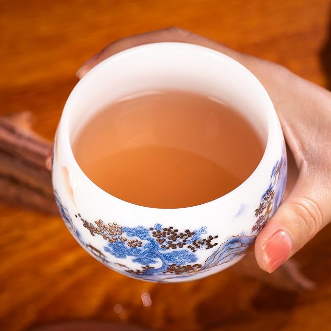 KAMMAK Ceramic Tea Cups Set of 2, 6.3 oz, Vintage Small Teacups, 748N | Hand - Image 4