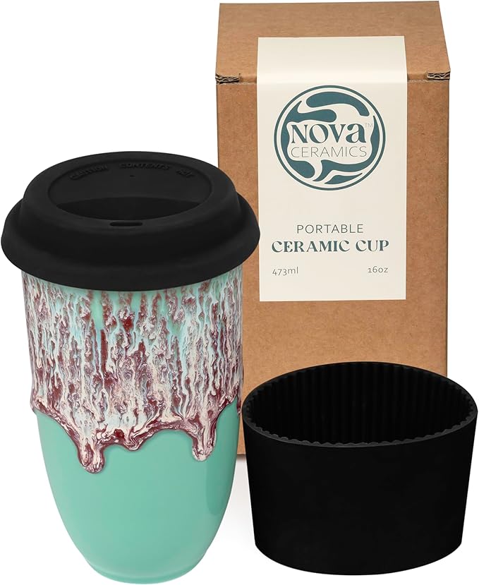 NOVA CERAMICS Travel Mug On the Go Coffee Tumbler Microwave & Dishwasher Safe by NovaCeramics