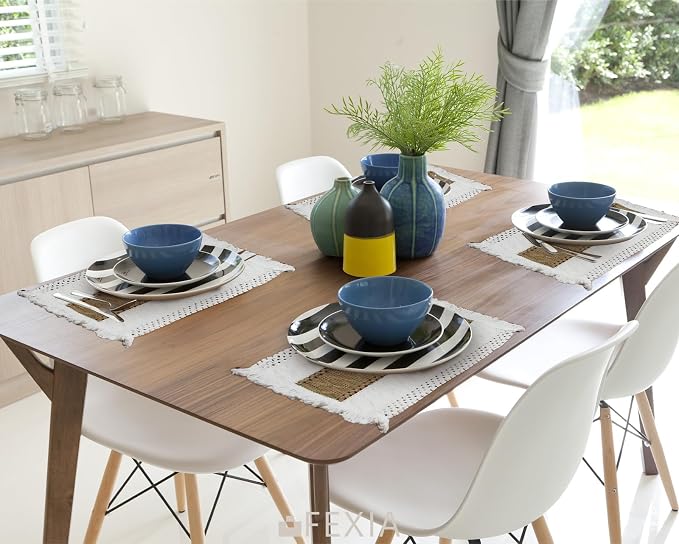 Boho Placemats Set of 4, Macrame Table Mats Farmhouse Dining Decor | 12x20" - Image 6