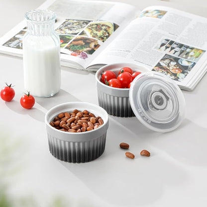 vancasso 6 oz Ramekins with Lid, Porcelain Creme Brulee Souffle Dishes - Image 7