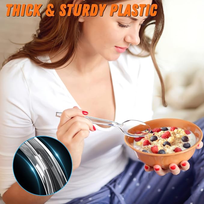 360pc 6.8" Clear Plastic Spoons Heavy Duty - Image 4