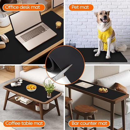 Extra Large Silicone Mat for Kitchen Counter,20"x80" Heat Resistant Mats for Countertop,New Skin-Friendly Material Quartz Countertop Protector Mats,Freely Cuttable (Black,1.6 mm Thick)