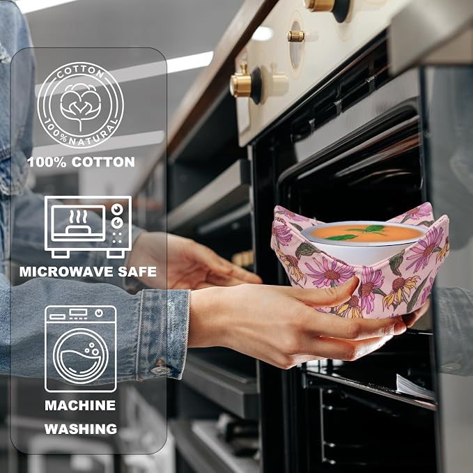 Cotton Microwavable Bowl Cozy, Microwave-Safe Hot Bowl Holders, Soup bowl Cozy - Image 5