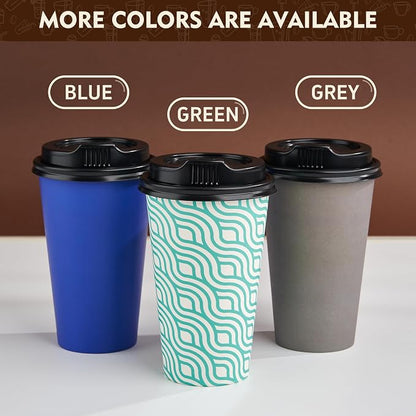 YEEHAW 16 oz Coffee Cups with Lids, 100 Pack | Heat & leak-proof paper - Image 7
