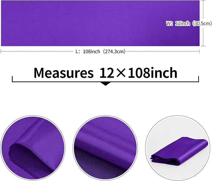 4-Pack Purple Satin Table Runner 12 x 108 Inch Long Bright and Smooth Silk - Image 3