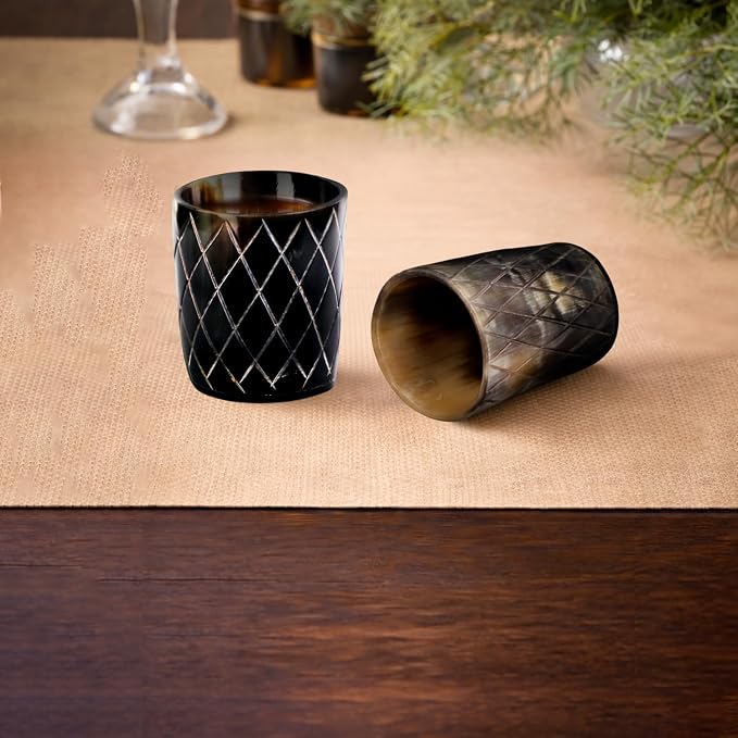 Handicrafts Home Viking Horn Shot Glasses Set of 4, Handmade Natural Ox Horn - Image 8