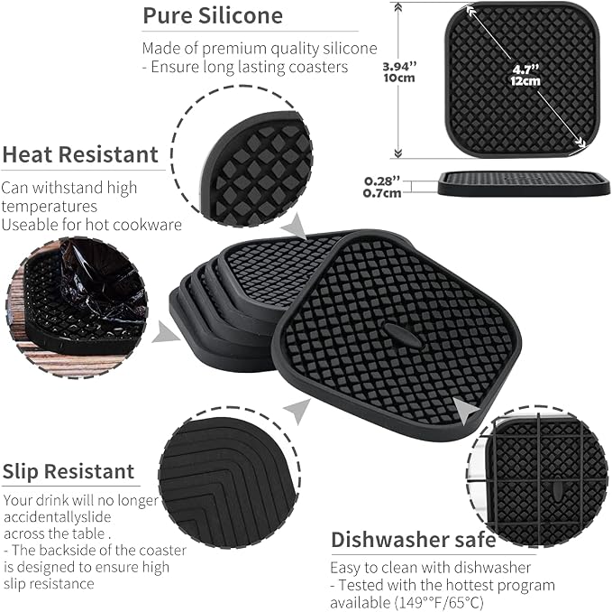 IYYI Silicone Coasters Set of 6, Drink Coasters - Image 6