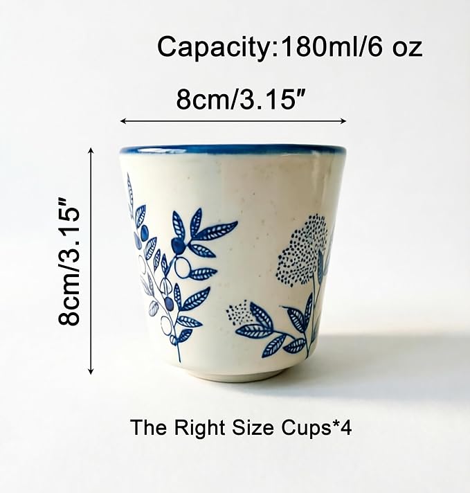 6 oz Chinese tea cups, Ceramic Coffee Cup, No Handle Teacup Matcha Mug - Image 7