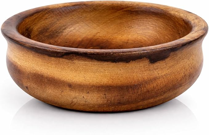 Handmade Wooden Snack Serving & Key Bowl, Decorative Countertop, 6 x 2 Inch | by TheGreatIndianBazaar