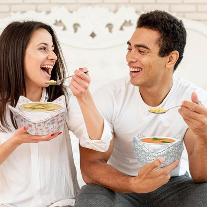 Cotton Microwavable Bowl Cozy, Microwave-Safe Hot Bowl Holders, Soup bowl Cozy - Image 5