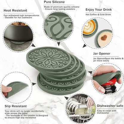 Coasters for Drinks, Resistant Reusable Silicone Coasters - Image 6