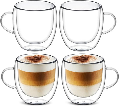 Sorfity Cappuccino Glass Mugs, Cappuccino, Tea Bag by Sorfity