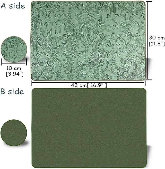 Spring Floral Pattern Placemats and Coasters Set, Embossed Flower Dinner Table - Image 4