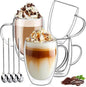 DINGPAI 15 oz Double Walled Glass Coffee Mugs, Large Coffee Mug by DINGPAI