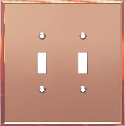 LIDER Double Toggle Switch Acrylic Wall Plate, Mirrored Dual Light Switch Plate, Plexiglass Switch Cover, Reflective Finish, Modern Upgrade, Oversized 2-Gang 5.25" x 5.25", Rose Gold
