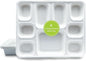three leaf 9 COMPARTMENT BAGASSE RECTANGULAR PLATE, 25 Ct. Heavy-Duty- Super Strong- Natural- Eco-Friendly Disposable Bagasse Plates, 100% Biodegradable 9 compartment plates