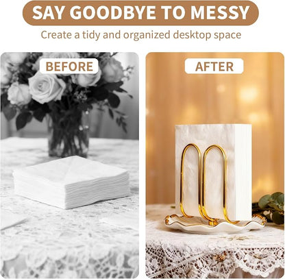Modern Standing Napkin Holder for Table， Ceramic Gold Napkin Holders for - Image 6