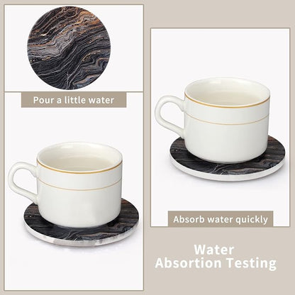 6 Pcs Black Ceramic Stone Modern Coasters - Image 6