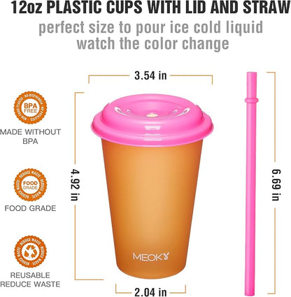 Meoky Color Changing Cups with Lids and Straws - Image 3