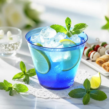 Glowserve 9 OZ Royal Blue Disposable Plastic Cups Cocktail Cup 50 Pack | Fancy - Image 7