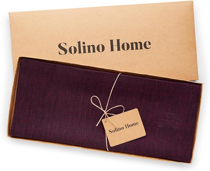 Solino Home 100% Pure Linen Table Runner Burgundy Woven, Athena 14 x 48 in | - Image 6