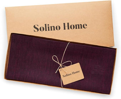 Solino Home 100% Pure Linen Table Runner Burgundy Woven, Athena 14 x 48 in | - Image 6