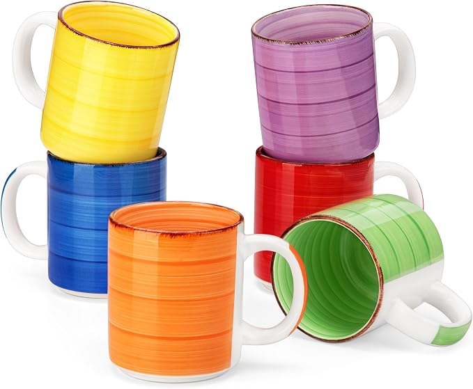 vancasso Bonita Ceramic Coffee Mug Set of 6, 16 Oz Coffee Cups by vancasso