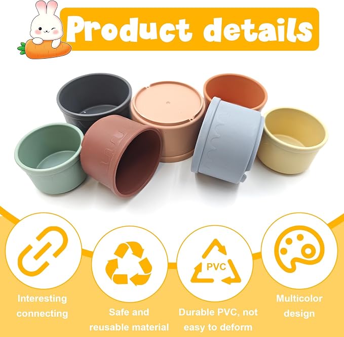 8 Pcs Stacking Cups for Small Animal Toys, Nesting Rabbit Toys of Different - Image 7