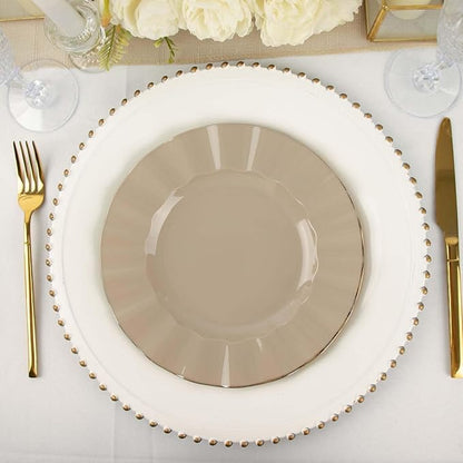 Efavormart 9" Salad Plates – Set of 10 Plastic Taupe Round Disposable Plates by efavormart