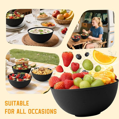 Wheat Straw Salad Bowls Set of 6, Alternative to Plastic Bowls Reusable - Image 7