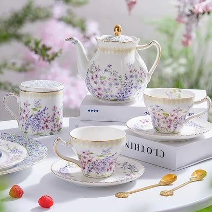 KAMMAK Bone China Coffee Mugs, 15oz Floral Tea Cups - Image 5