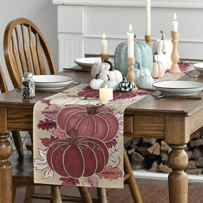 Artoid Mode 210 GSM Fall Table Runner 13x72 Inch Home Party Decor | Pink - Image 3