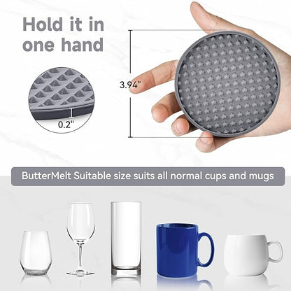 Coasters for Drinks, Silicone Coasters Set of 12 with ABS Holder, Outdoor Coaster for Coffee Table, Non-Slip Rubber Table Cup Mat Desk, Heat Resistant & Scratch-Proof (Grey)