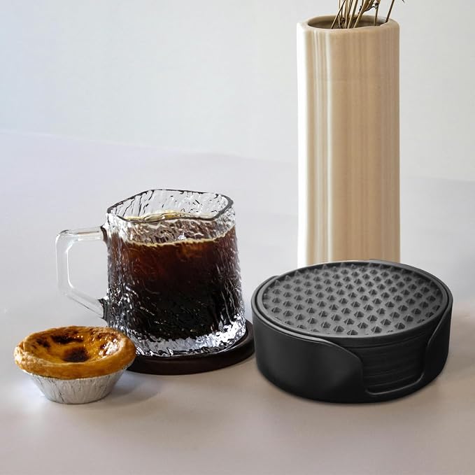 Silicone Coasters 6 Pack with Holder, Non-Slip Non-Stick Heat Resistant Cup Mat - Image 7