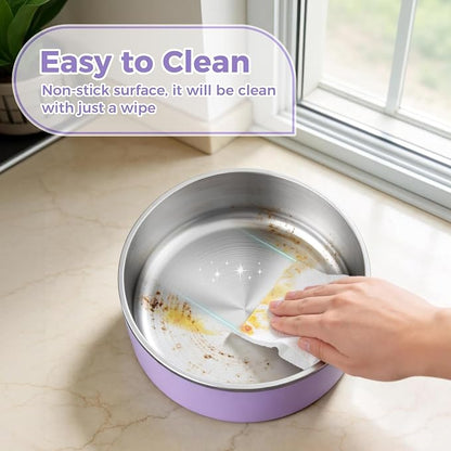 WENBOKMIN Dog Bowl, Stainless Steel Food and Water Bowl, Light Purple | Non - Image 5