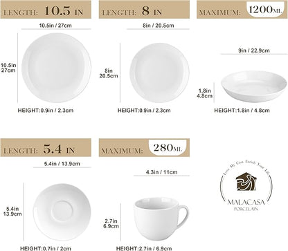 MALACASA 30-Piece Porcelain Dinnerware Set, Microwave & Dishwasher Safe - Image 2