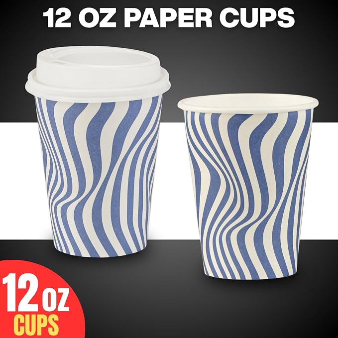 Disposable Coffee Cups with Lids, To Go Paper Hot Cups, Cocoa - Image 7