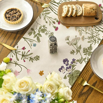 Artoid Mode Floral Wildflowers Herb Spring Table Runner, Seasonal Kitchen - Image 4