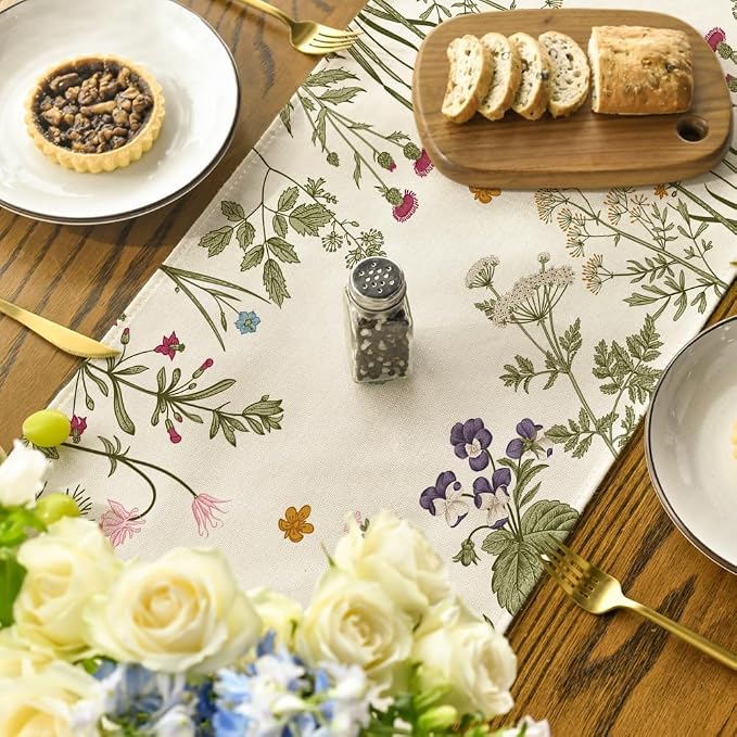 Artoid Mode Flowers Spring Table Runner, Seasonal Kitchen Dining Table - Image 4