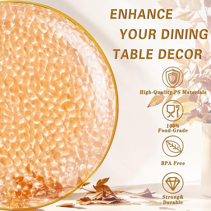 Rubtlamp 100Pcs Orange Plastic Dinner Plates, 10 Inch Disposable Orange Dinner - Image 2