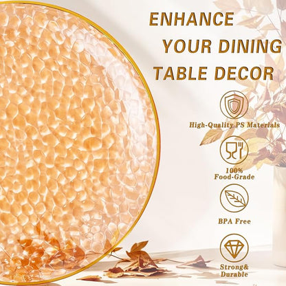 Rubtlamp 100Pcs Orange Plastic Dinner Plates, 10 Inch Disposable Orange Dinner - Image 2
