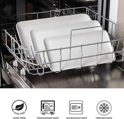 AmorArc Ceramic Serving Platter,Rectangular 16"/14.3"/12.6" inch Serving Dishes for Party Entertaining,Stoneware Serving Trays for Turkey,Salad,Microwave&Dishwasher Safe-Set of 3-White