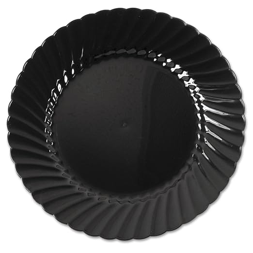 Classicware Black Plastic 6" Dessert Plates, Bulk Case of 180, Round by Waddington%C2%AENorthAmerica
