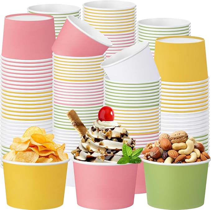 Jingmore Paper Ice Cream Cups 9oz Colored Disposable Dessert Bowls by Jingmore