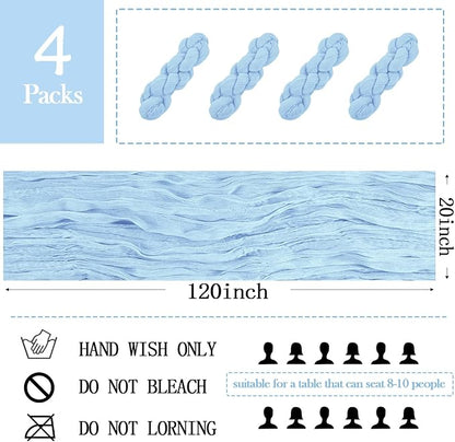 4 Pack Baby Blue Cheesecloth Table Runner 20 x 120 inch Gauze Table Runners 10 - Image 2
