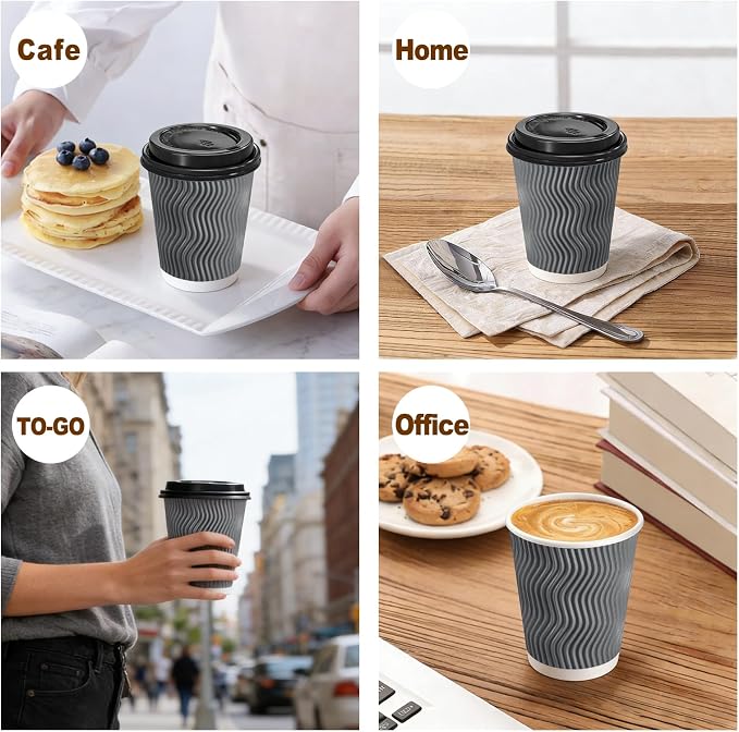 Lamosi 50 Pack 8 oz Insulated Disposable Coffee Cups - Image 6